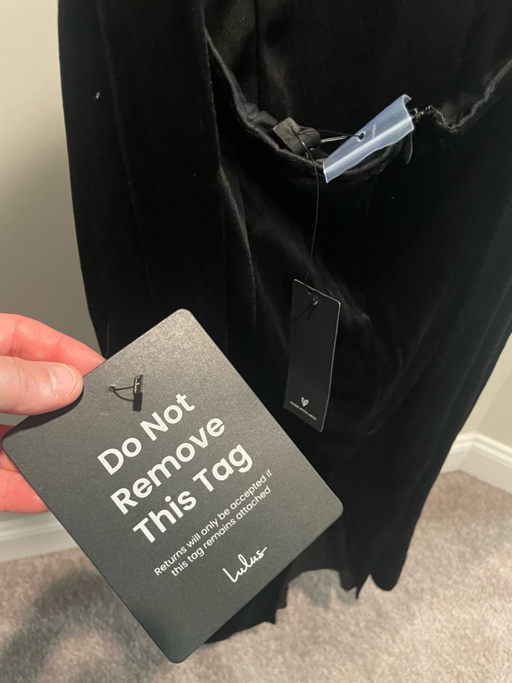 Lulus Fabulous Intuition Black Velvet Backless Column MIDI Dress $79 Large BNWT